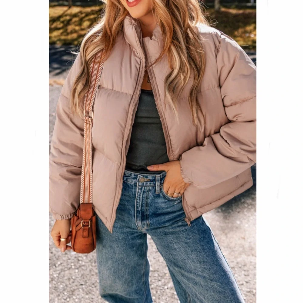Pink Full Zipper Quilted Puffer Jacket - Picture 1 of 13